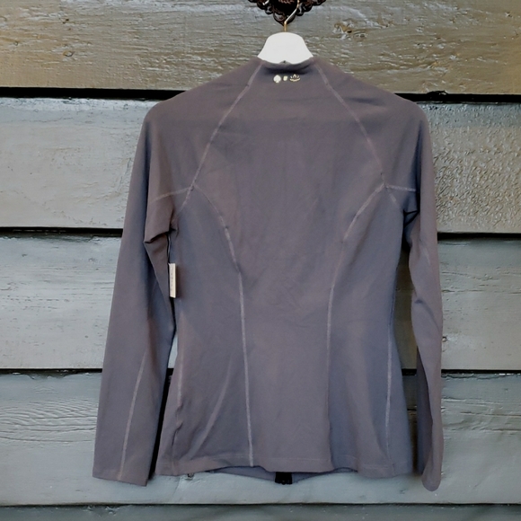 KATE SPADE x BEYOND YOGA Arica Grey Neck Bow Front Zip Jacket sz S Women's NEW - Picture 8 of 16